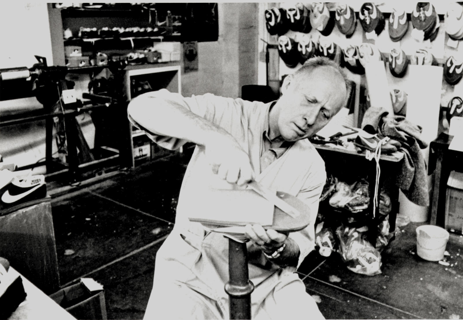 Bill Bowerman in His Workshop, Creator of Nike