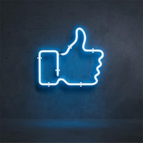 Blue Facebook Like Button in Neon Light