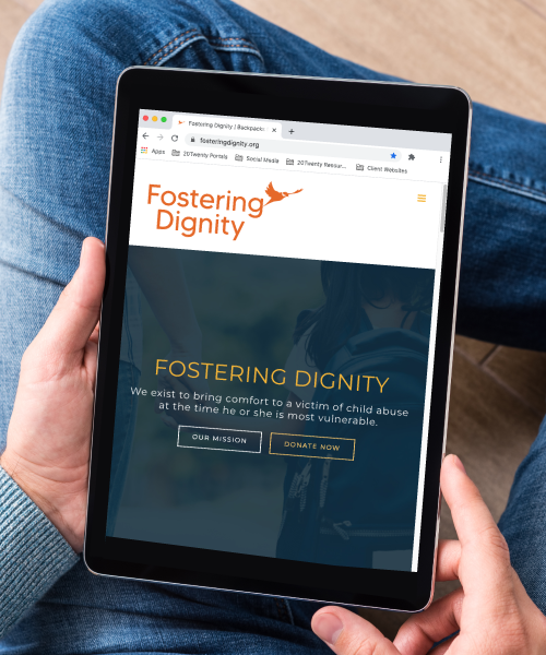 Fostering Dignity Website Design on Tablet