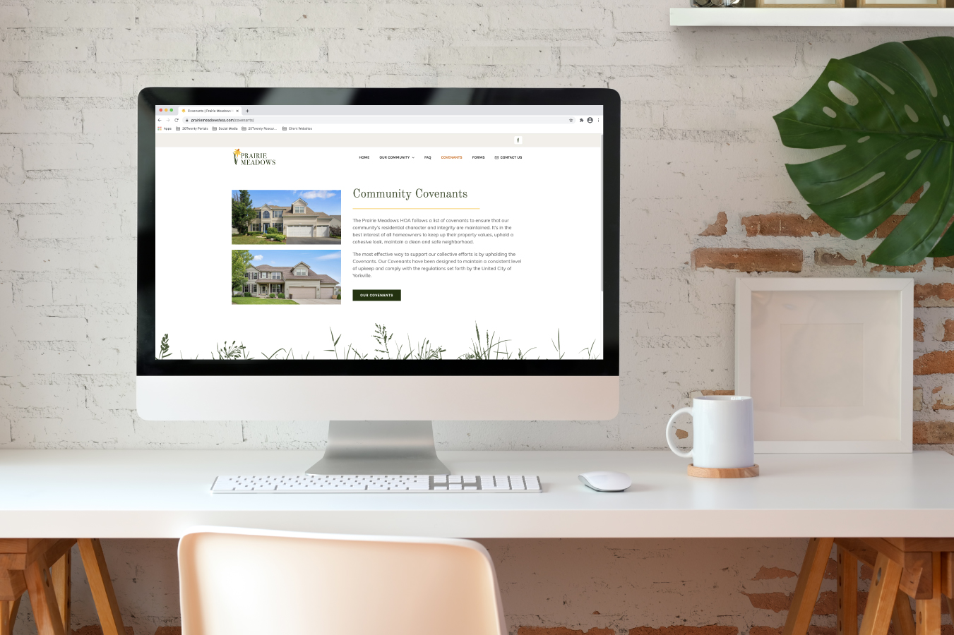 Prairie Meadows HOA Website Design on Desktop