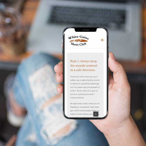White Gates Skeet Club Website Design on Smartphone