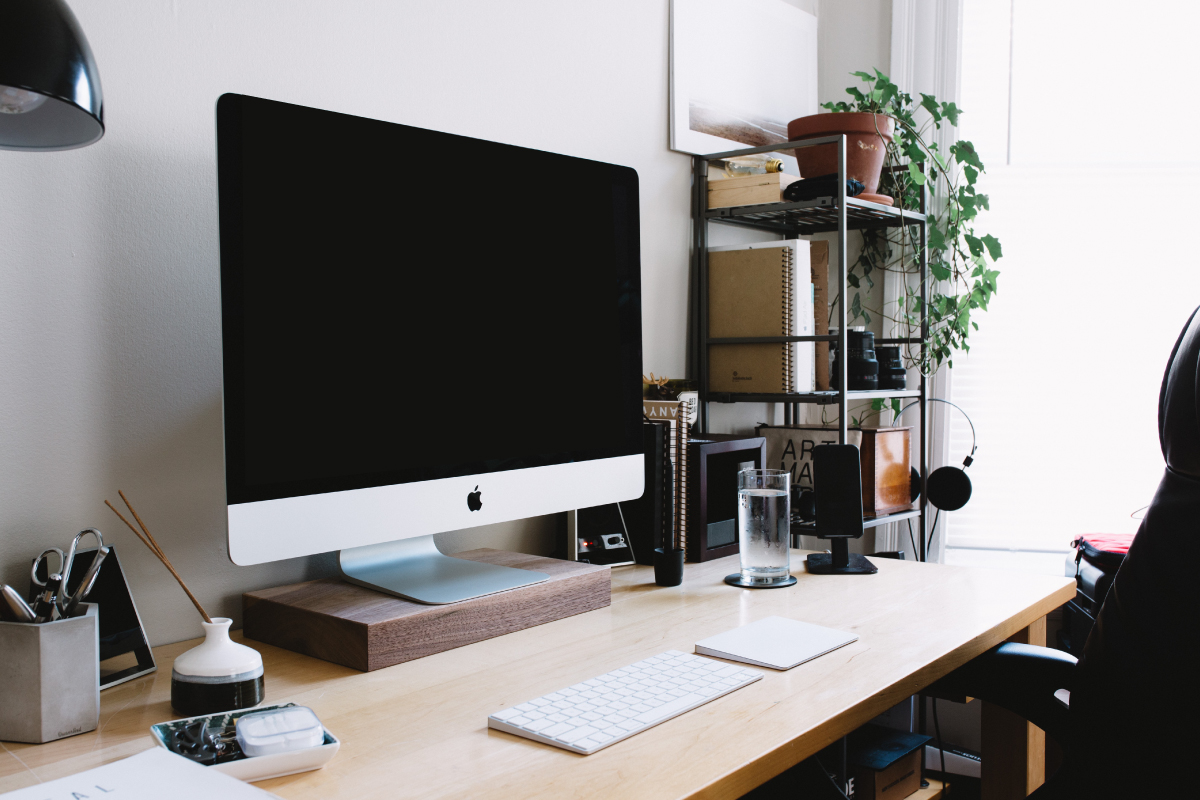 iMac Computer on Wooden Desk