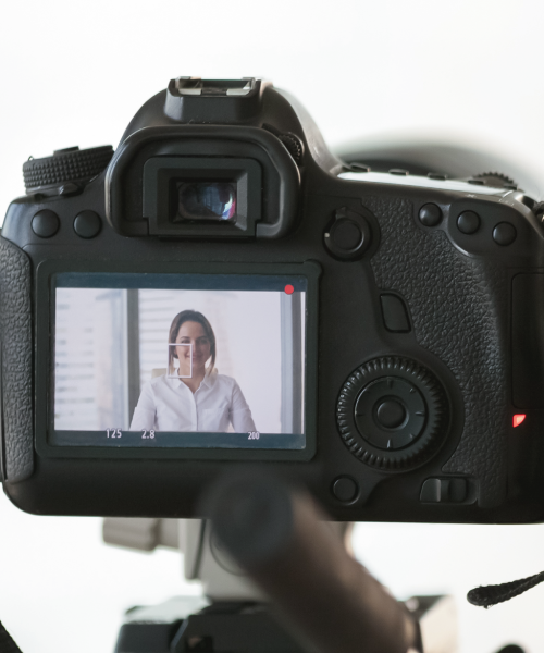 Woman Posed Seen through Camera LCD Screen