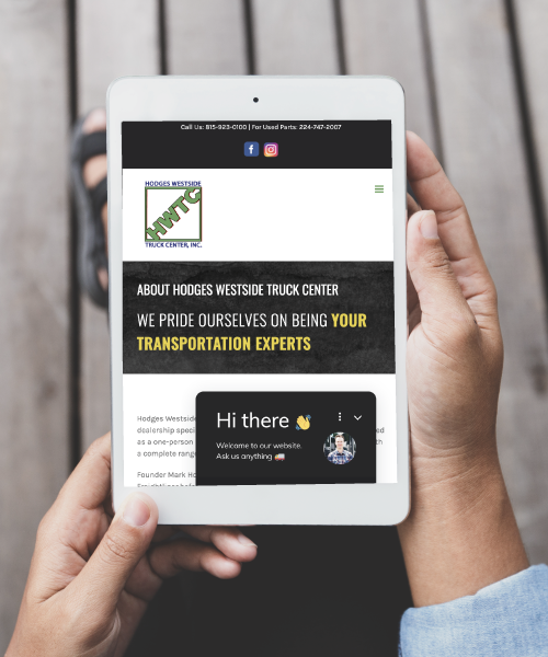 Hodges Westside Truck Center Website on Tablet Screen