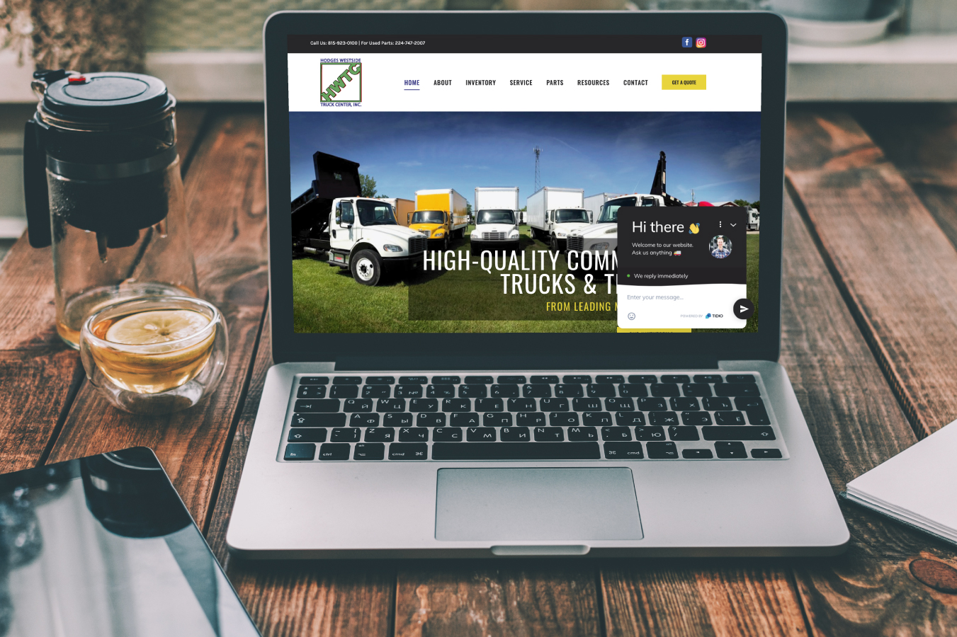 Hodges Westside Truck Center Website on Laptop Screen