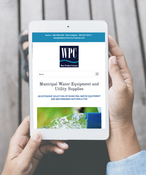 Water Products Company Website on Tablet Screen