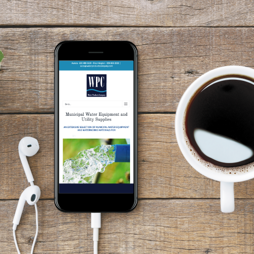 Water Products Company Website on Smartphone Screen