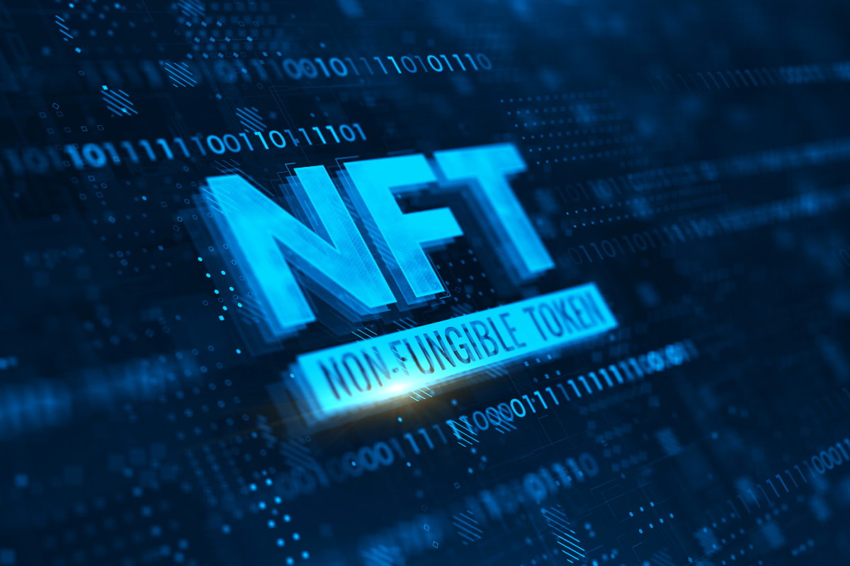 Text graphic saying "NFT Non-fungible Token"