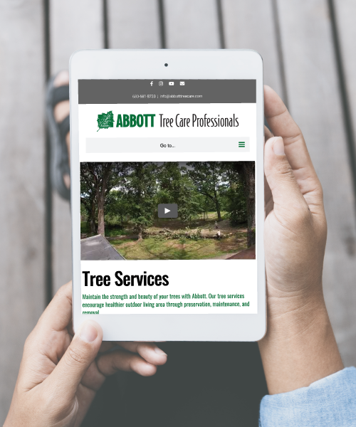 Abbott Tree Care Website on Tablet Screen