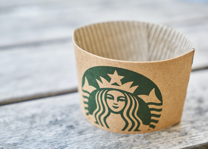 Starbucks Cup Holder on Wooden Table