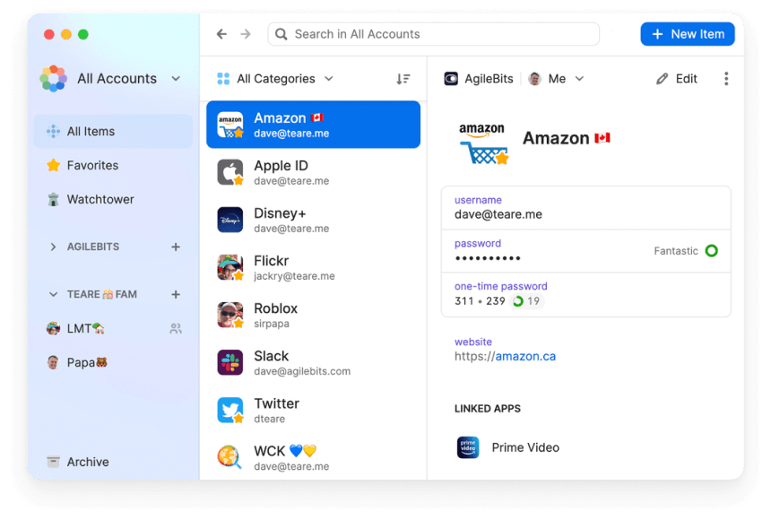 1Password User Interface