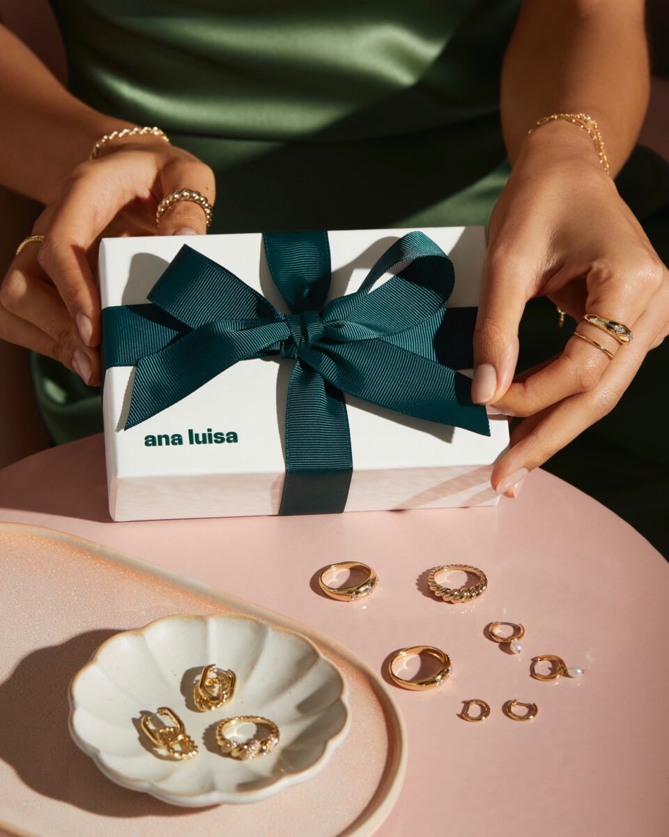 Ana Luisa Jewelry Photo Promo with Rings and Giftbox