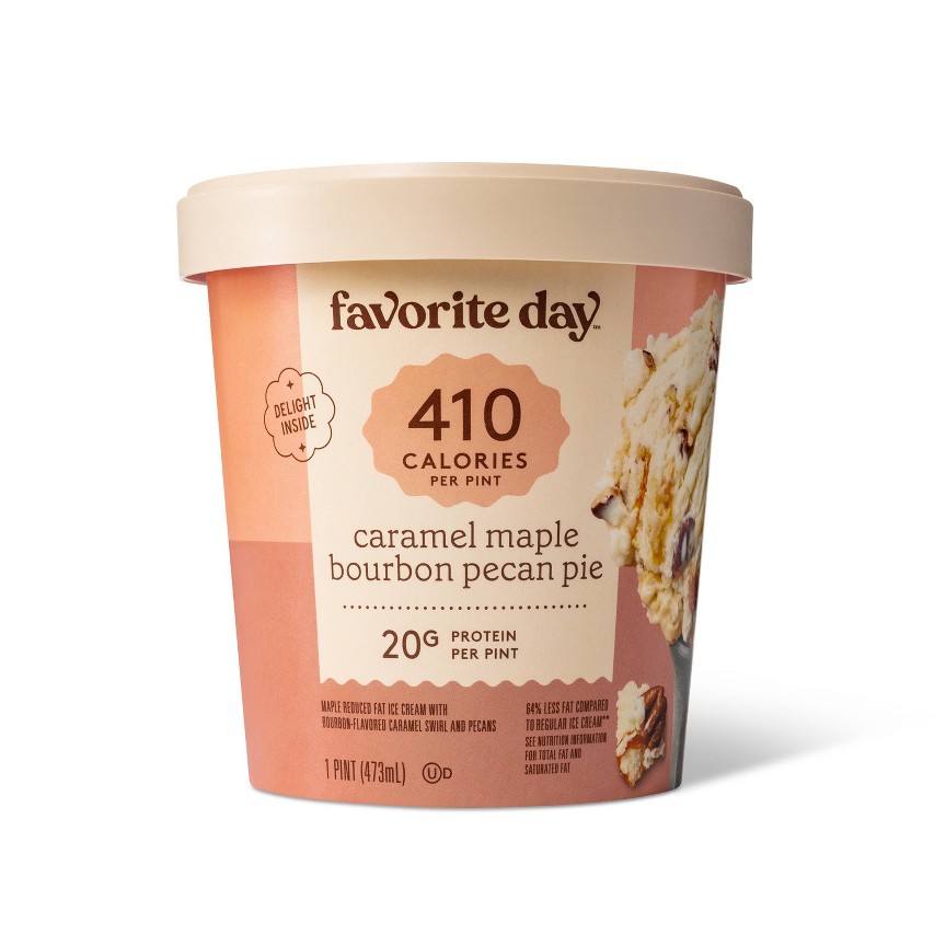 Favorite Day Caramel Maple Bourbon Pecan Pie Ice Cream Pint Packaging