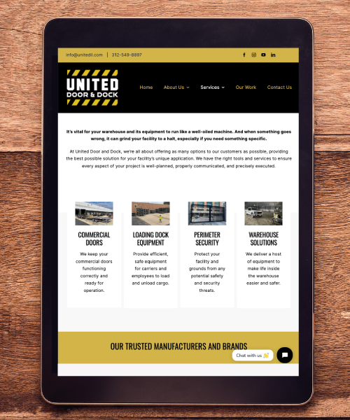 United Door and Dock Website on Tablet
