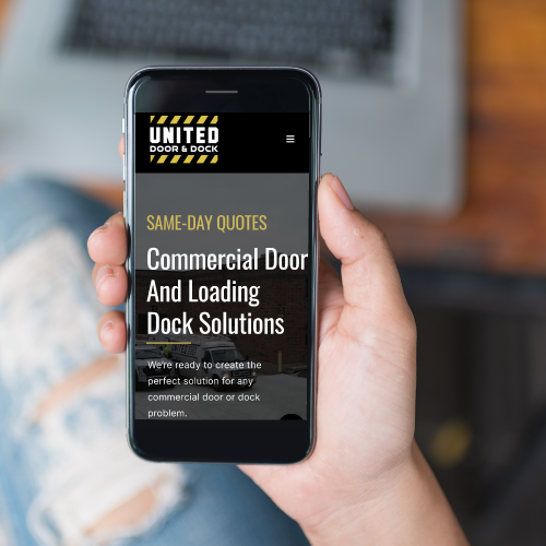 United Door and Dock Website on Mobile Device