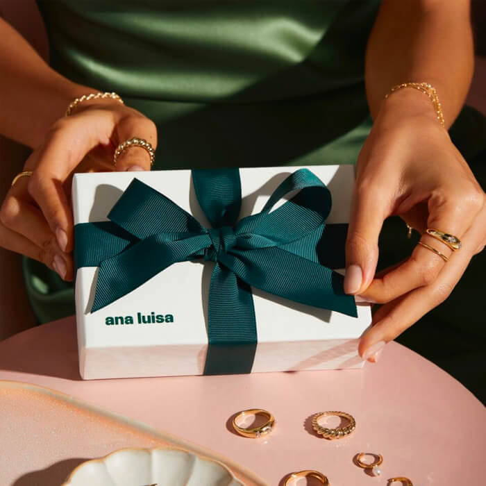 Ana Luisa Jewelry Photo Promo with Rings and Giftbox